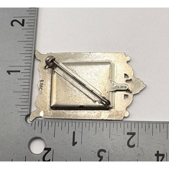 Vintage Victorian Inspired Portrait Silver Tone Brooch Pin Enamel Accents LMC - Picture 3 of 6